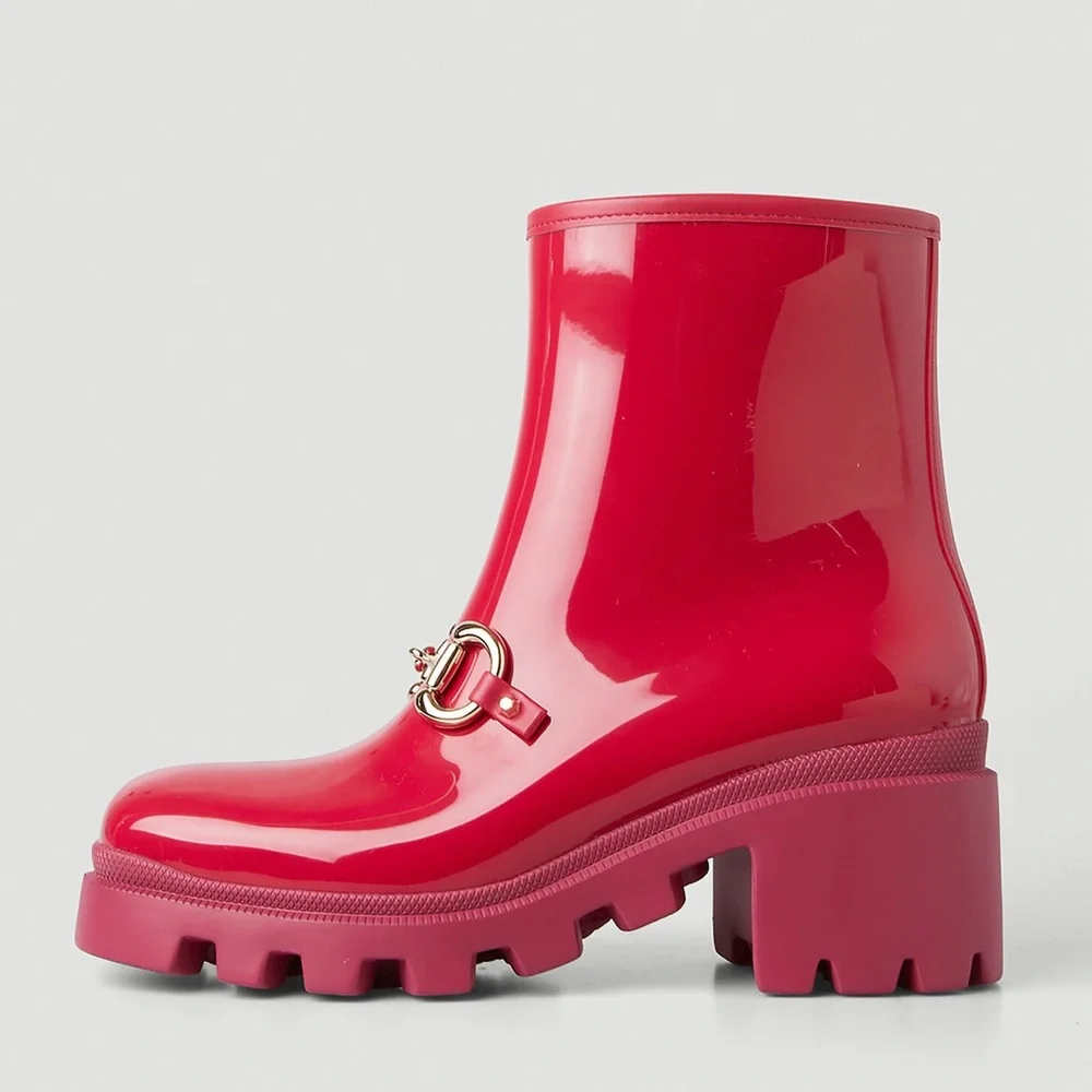 GUCCI Trip Horsebit Ankle Rain Boots in Red - Picture 14 of 14